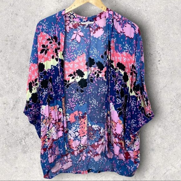 VICTORIA Secret Bohemian Print floral Kimono Kaftan Beach Cover Up Top Oversized - Picture 2 of 11